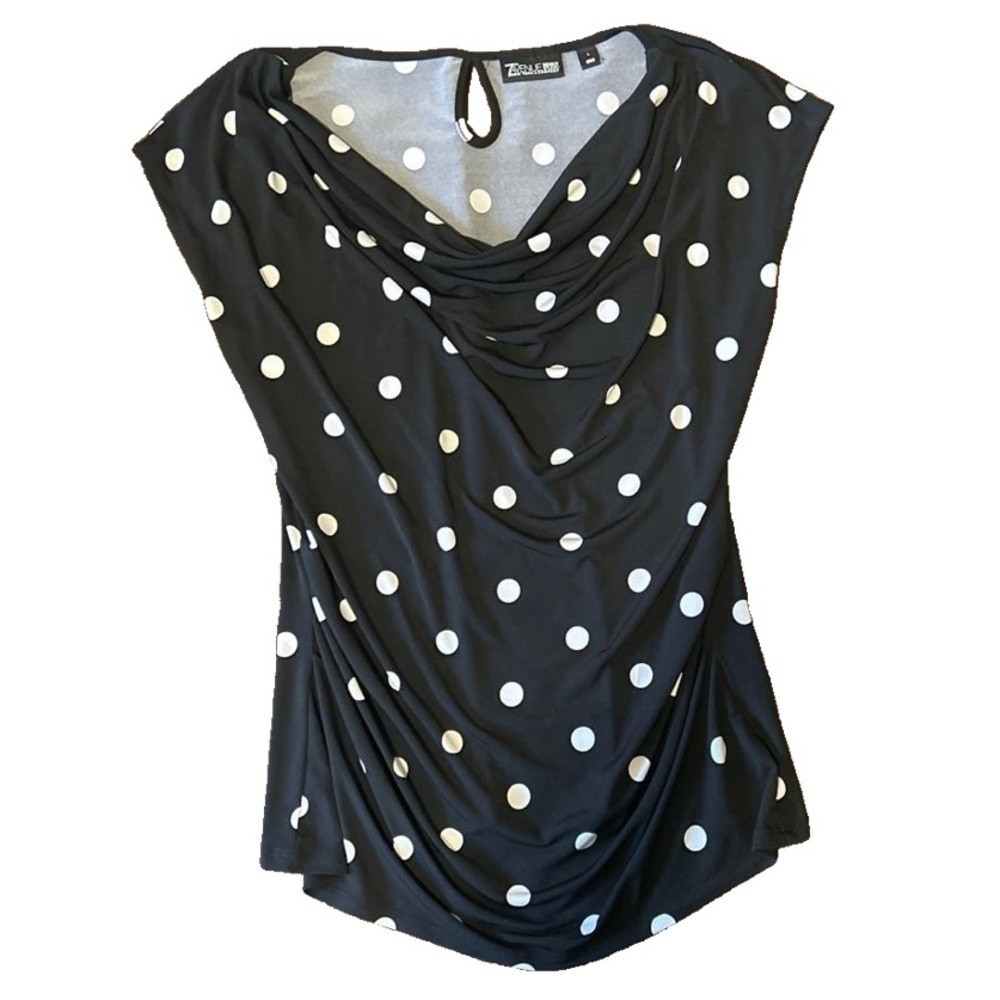 7th Avenue New York & Company black with white polka dot sleeveless top size L